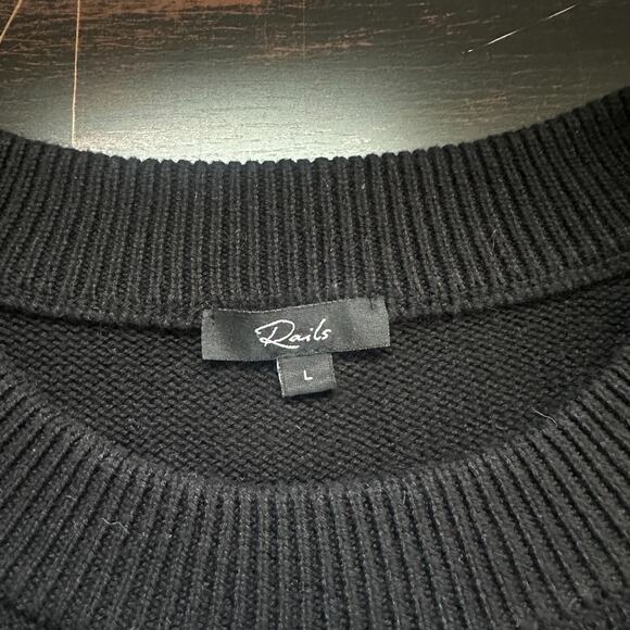 Rails Sweater Women Large Black Pullover Cashmere Blend Glitter Striped Knit - Picture 5 of 11